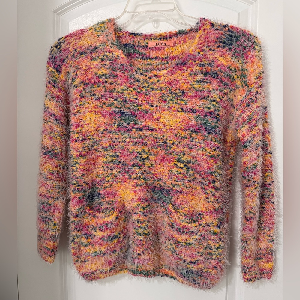 LUSA Paris Colorful Fuzzy Sweater